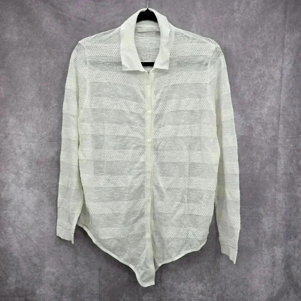 One Grey Day Revolve Long Sleeve Top Blouse Button Up Cardigan Collar Size XS